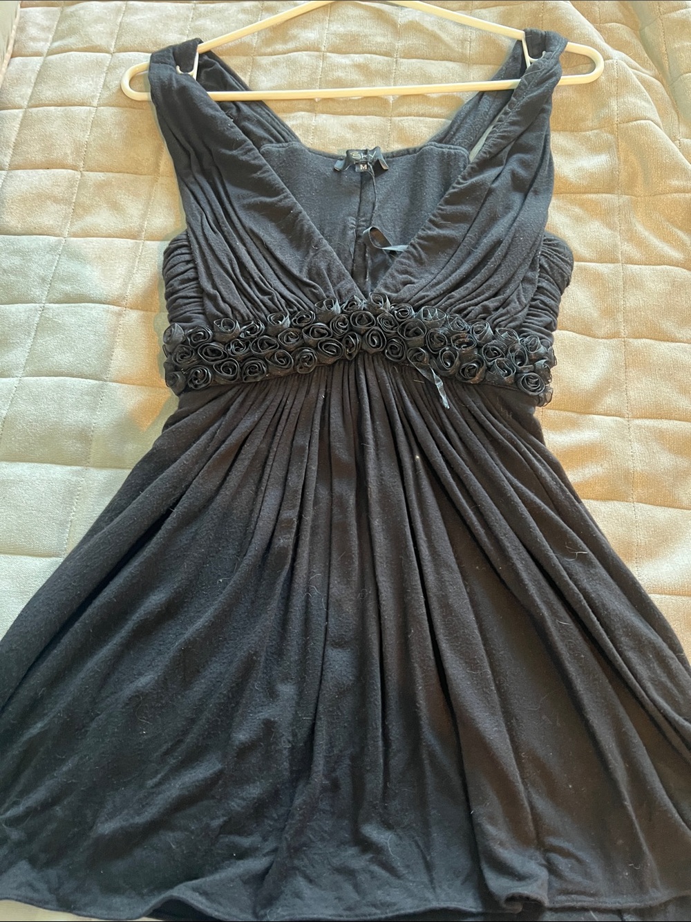 Sky Black Strapless Rose-Band Cocktail Dress